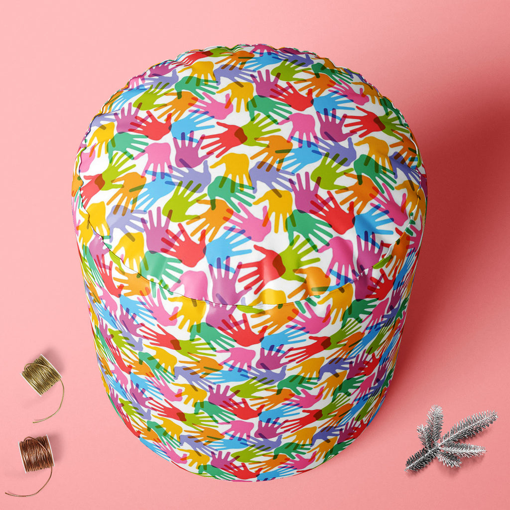 Handprint Footstool Footrest Puffy Pouffe Ottoman Bean Bag | Canvas Fabric-Footstools-FST_CB_BN-IC 5007280 IC 5007280, Abstract Expressionism, Abstracts, Baby, Black and White, Business, Children, Kids, Patterns, People, Retro, Semi Abstract, Signs, Signs and Symbols, Symbols, White, handprint, footstool, footrest, puffy, pouffe, ottoman, bean, bag, canvas, fabric, abstract, background, child, collection, color, colorful, concept, cooperation, design, dirty, finger, fingerprint, freedom, group, hand, print,