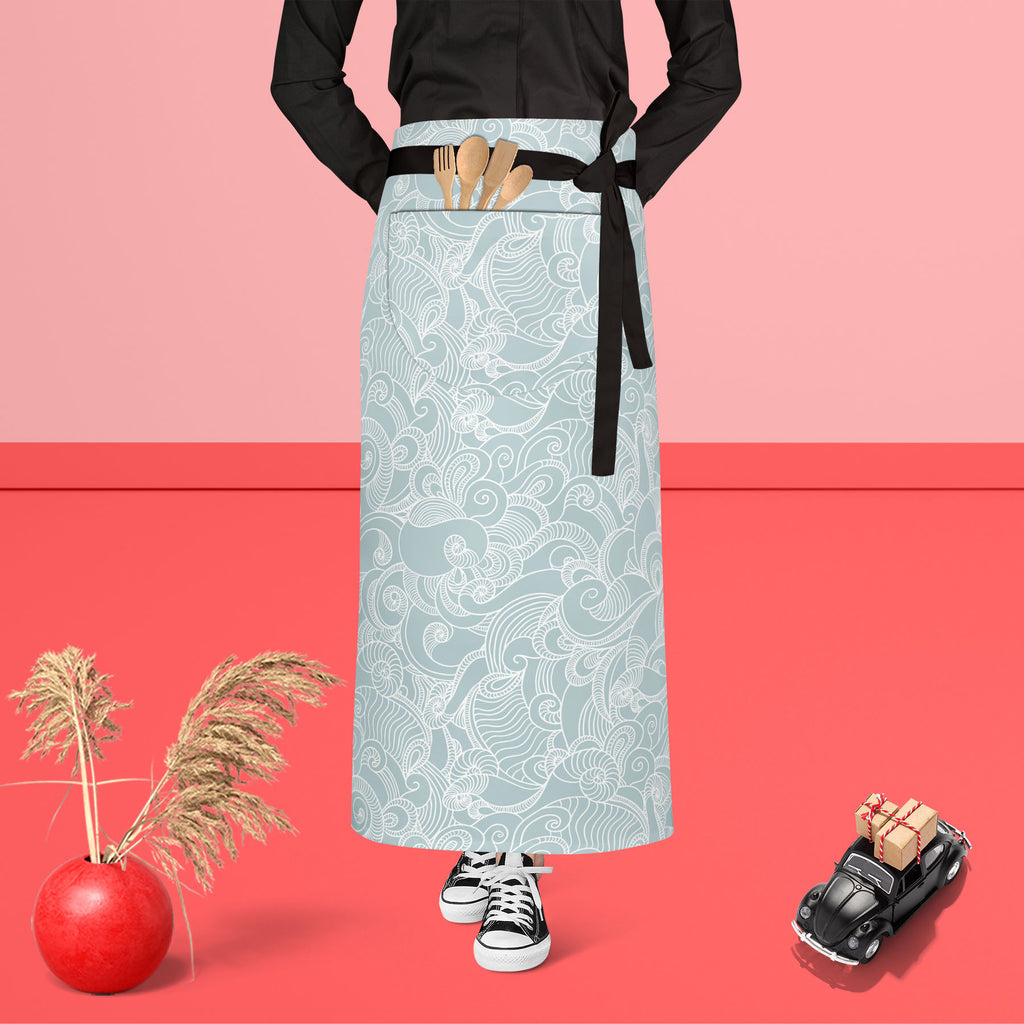 Abstract Wave Apron | Adjustable, Free Size & Waist Tiebacks - Aprons Waist to Feet - ArtzFolio.com