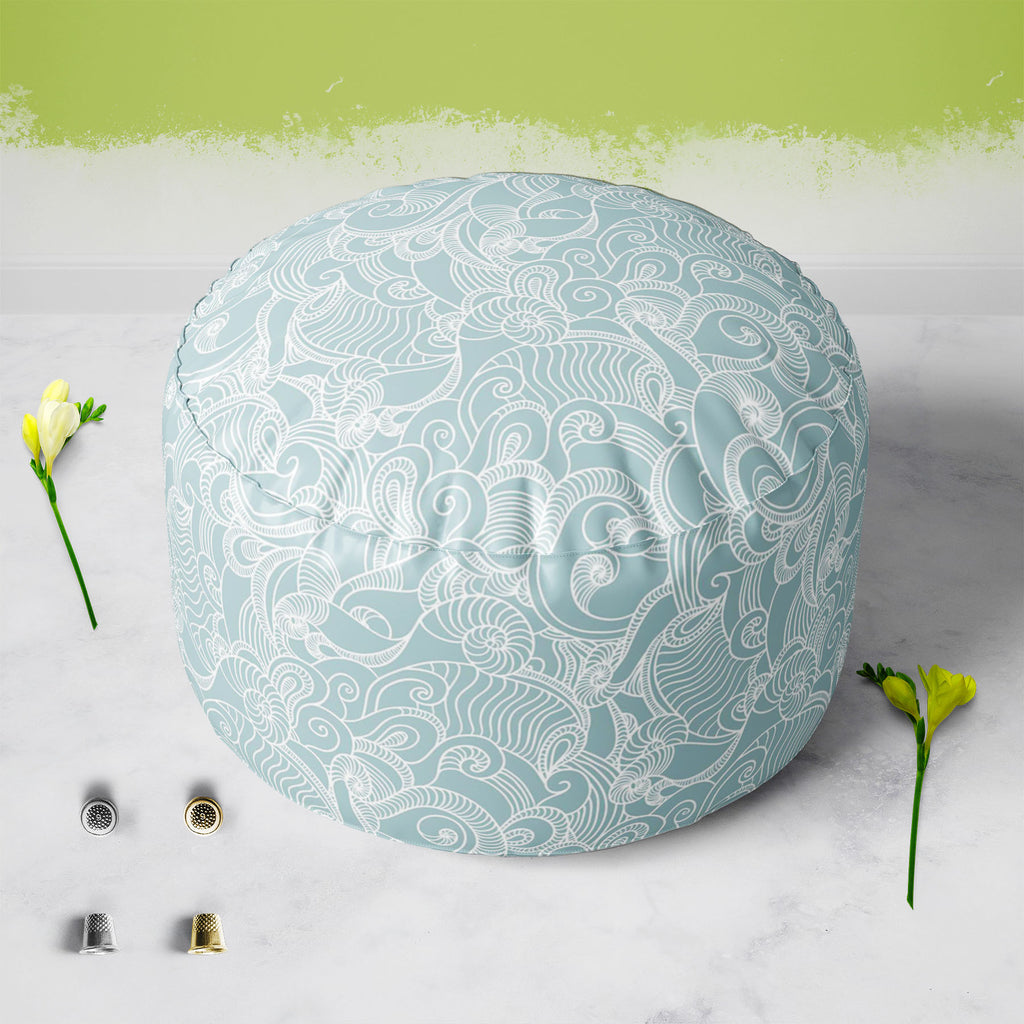 Abstract Wave Footstool Footrest Puffy Pouffe Ottoman Bean Bag | Canvas Fabric - Footstools - ArtzFolio.com