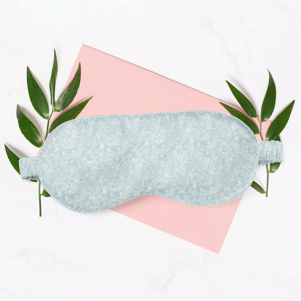 Abstract Wave Sleeping Eye Pad Blackout Eye Cover | Soft Anti-Allergic Eco-Friendly Natural Mulberry Silk Fabric - Sleep Masks - ArtzFolio.com