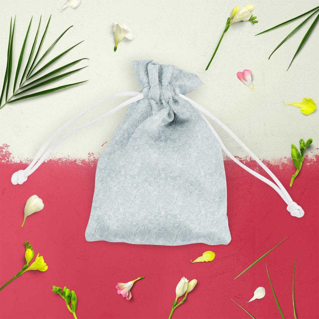 Abstract Wave Pouch Wrist Potli Bag | Bag for Weddings & Casual Parties - Drawstring Pouches - ArtzFolio.com