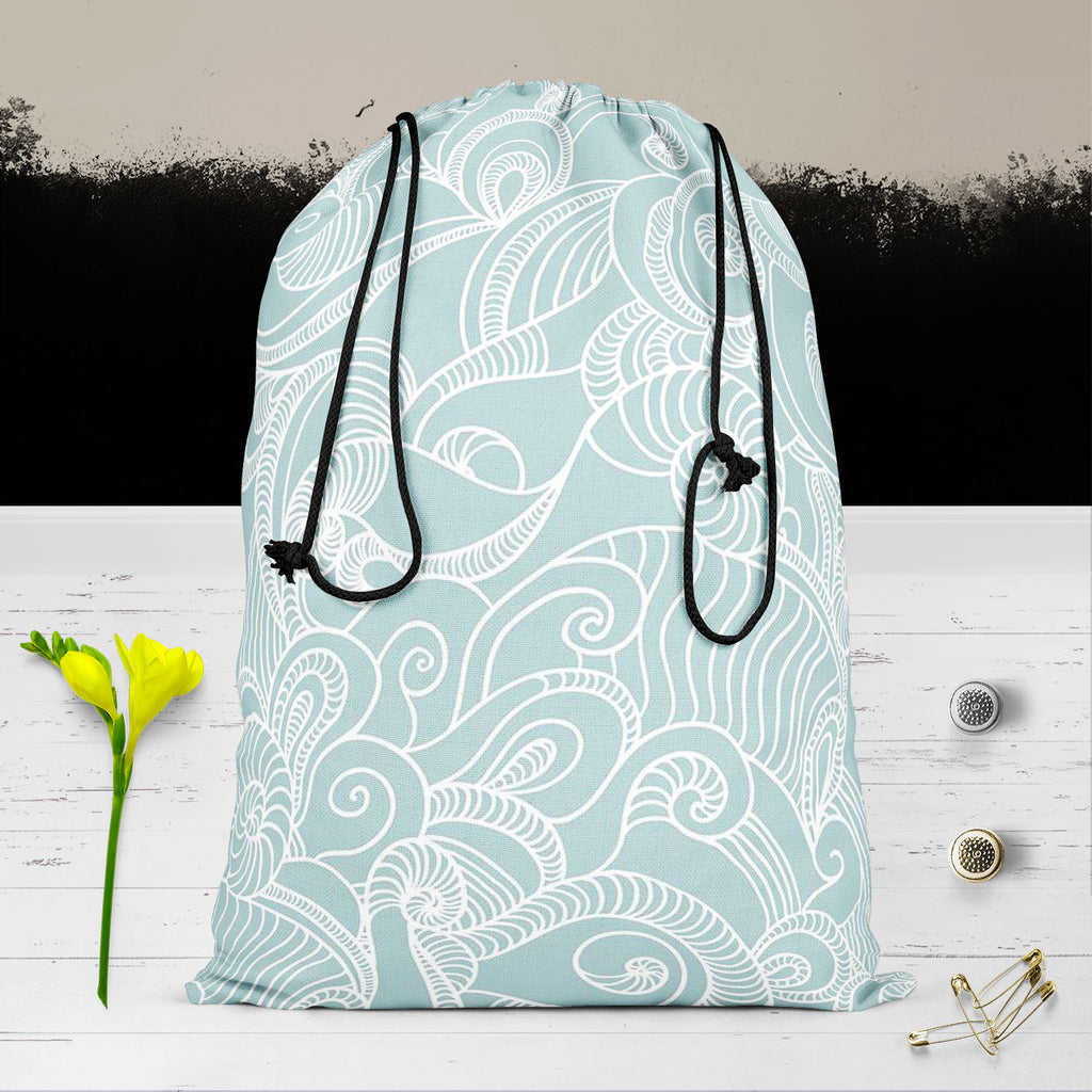 Abstract Wave Reusable Sack Bag | Bag for Gym, Storage, Vegetable & Travel - Drawstring Sack Bags - ArtzFolio.com