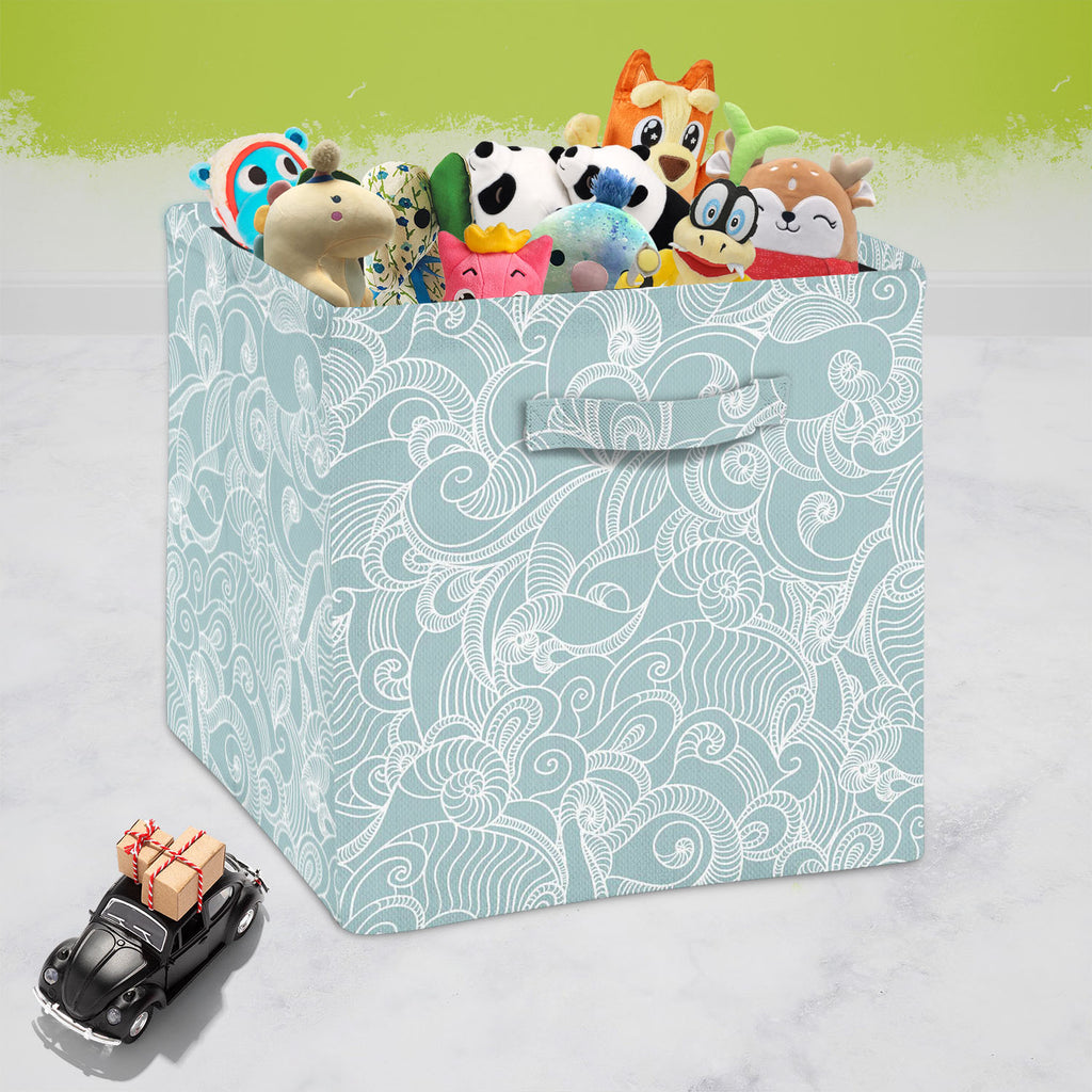 Abstract Wave Foldable Open Storage Bin | Organizer Box, Toy Basket, Shelf Box, Laundry Bag | Canvas Fabric - Storage Bins - ArtzFolio.com