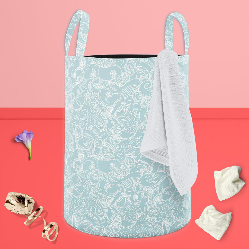 Abstract Wave Foldable Open Storage Bin | Organizer Box, Toy Basket, Shelf Box, Laundry Bag | Canvas Fabric - Storage Bins - ArtzFolio.com