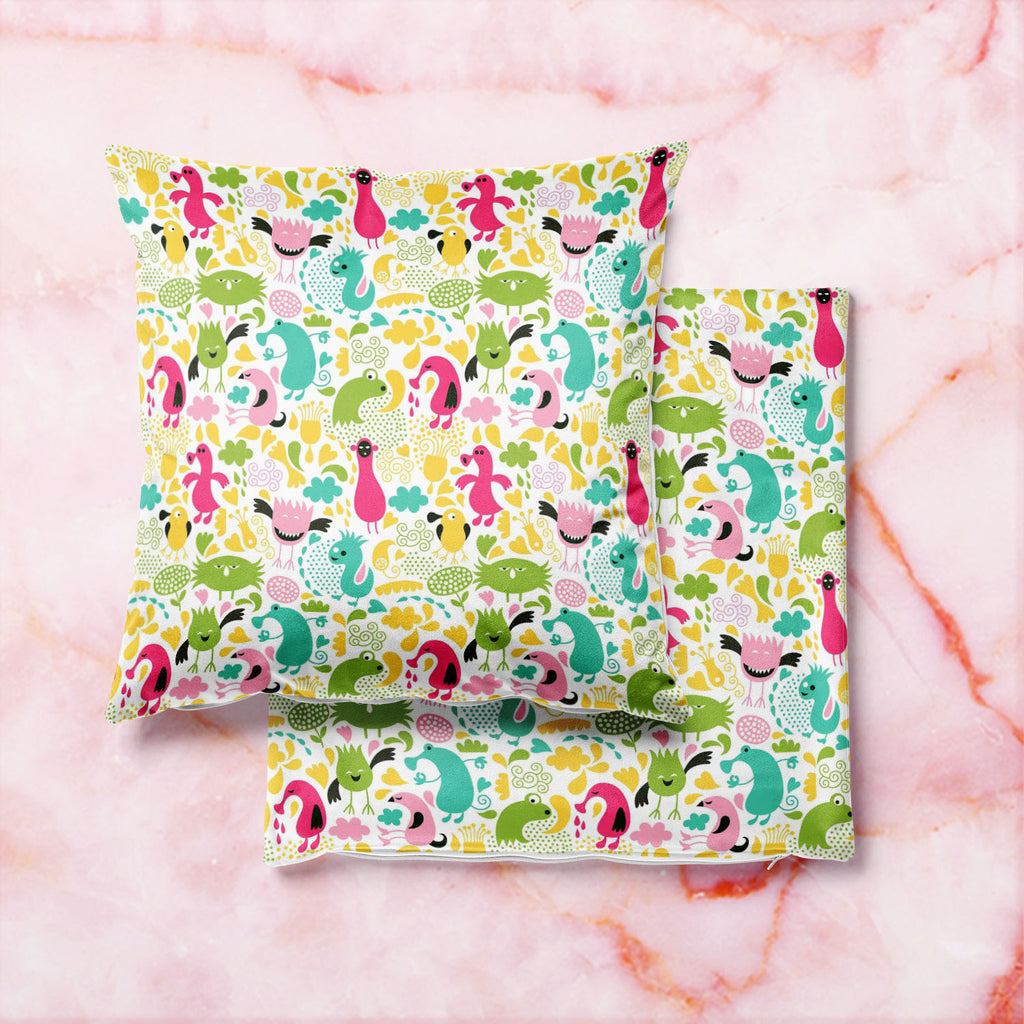 Monsters Cushion Cover Throw Pillow-Cushion Covers-CUS_CV-IC 5007282 IC 5007282, Animals, Animated Cartoons, Baby, Black and White, Caricature, Cartoons, Children, Comedy, Fantasy, Humor, Humour, Illustrations, Kids, Patterns, Signs, Signs and Symbols, Symbols, White, monsters, cushion, cover, throw, pillow, alien, amoeba, animal, background, bacterium, bizarre, cartoon, character, cheerful, child, collection, creature, cute, demon, design, dinosaur, doodle, dragon, drop, fabric, fun, funny, ghost, green, h