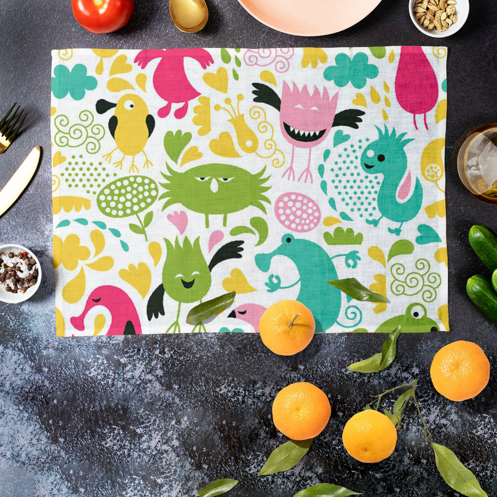 Monsters Table Mat Placemat-Table Place Mats Fabric-MAT_TB-IC 5007282 IC 5007282, Animals, Animated Cartoons, Baby, Black and White, Caricature, Cartoons, Children, Comedy, Fantasy, Humor, Humour, Illustrations, Kids, Patterns, Signs, Signs and Symbols, Symbols, White, monsters, table, mat, placemat, alien, amoeba, animal, background, bacterium, bizarre, cartoon, character, cheerful, child, collection, creature, cute, demon, design, dinosaur, doodle, dragon, drop, fabric, fun, funny, ghost, green, halloween