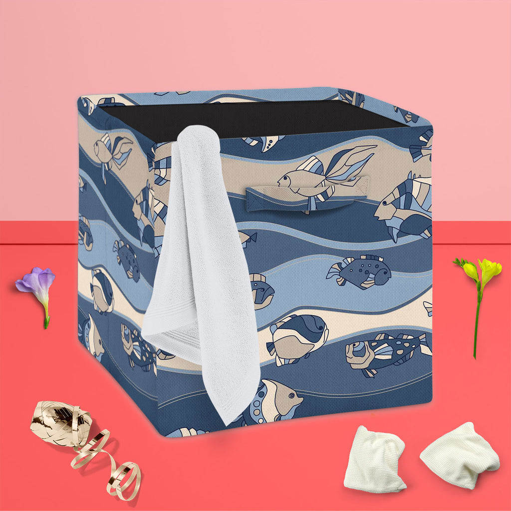 Fish Aquarium Foldable Open Storage Bin | Organizer Box, Toy Basket, Shelf Box, Laundry Bag | Canvas Fabric-Storage Bins-STR_BI_CB-IC 5007283 IC 5007283, Animals, Animated Cartoons, Automobiles, Birds, Botanical, Caricature, Cartoons, Decorative, Digital, Digital Art, Fantasy, Floral, Flowers, Graphic, Illustrations, Nature, Patterns, Scenic, Stripes, Transportation, Travel, Tropical, Vehicles, Wildlife, fish, aquarium, foldable, open, storage, bin, organizer, box, toy, basket, shelf, laundry, bag, canvas, 