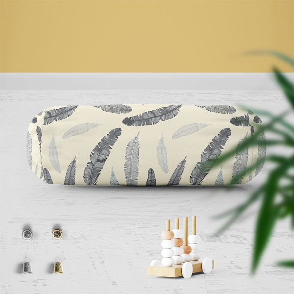 Feathery Bolster Cover Booster Cases | Concealed Zipper Opening-Bolster Covers-BOL_CV_ZP-IC 5007284 IC 5007284, Ancient, Arrows, Art and Paintings, Birds, Black, Black and White, Calligraphy, Decorative, Drawing, Historical, Illustrations, Medieval, Modern Art, Nature, Patterns, Scenic, Signs, Signs and Symbols, Sketches, Symbols, Vintage, Wildlife, feathery, bolster, cover, booster, cases, zipper, opening, poly, cotton, fabric, feather, pattern, feathers, seamless, bird, wallpaper, literature, muster, back