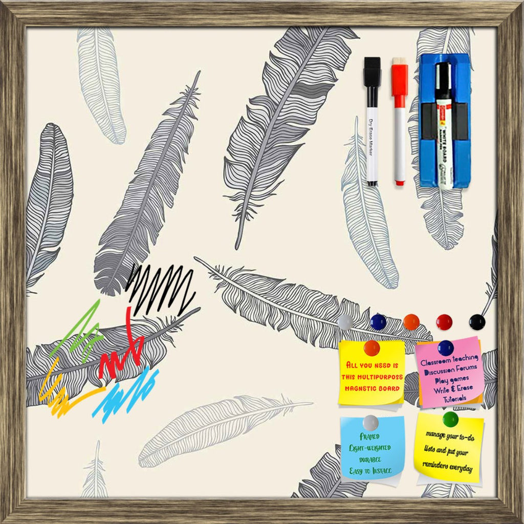 Feathery Framed Magnetic Dry Erase Board | Combo with Magnet Buttons & Markers-Magnetic Boards Framed-MGB_FR-IC 5007284 IC 5007284, Ancient, Arrows, Art and Paintings, Birds, Black, Black and White, Calligraphy, Decorative, Drawing, Historical, Illustrations, Medieval, Modern Art, Nature, Patterns, Scenic, Signs, Signs and Symbols, Sketches, Symbols, Vintage, Wildlife, feathery, framed, magnetic, dry, erase, board, printed, whiteboard, with, 4, magnets, 2, markers, 1, duster, feather, pattern, feathers, sea