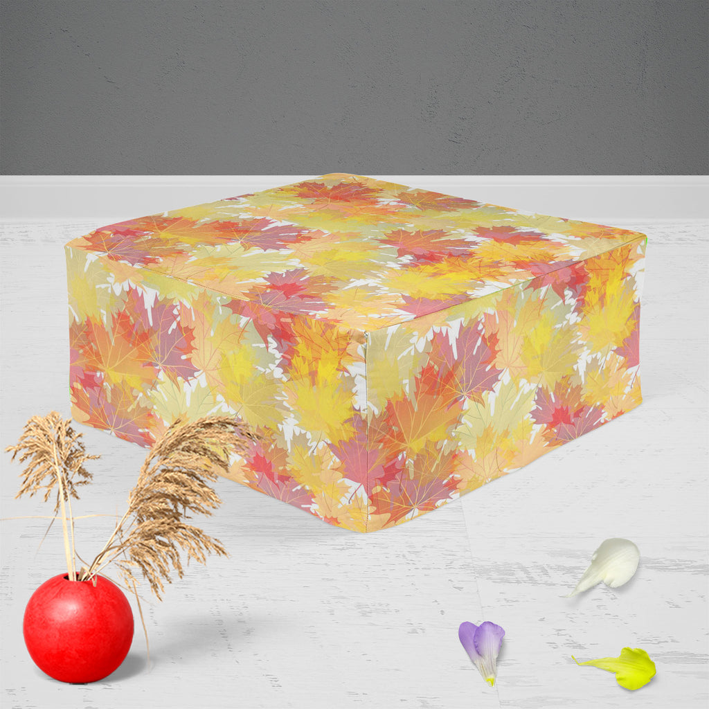 Autumn Leaves D2 Footstool Footrest Puffy Pouffe Ottoman Bean Bag | Canvas Fabric-Footstools-FST_CB_BN-IC 5007285 IC 5007285, Abstract Expressionism, Abstracts, Art and Paintings, Botanical, Decorative, Floral, Flowers, Holidays, Illustrations, Nature, Patterns, Scenic, Seasons, Semi Abstract, Signs, Signs and Symbols, Space, Wooden, autumn, leaves, d2, footstool, footrest, puffy, pouffe, ottoman, bean, bag, canvas, fabric, september, abstract, art, backdrop, background, banner, botany, branch, bright, card