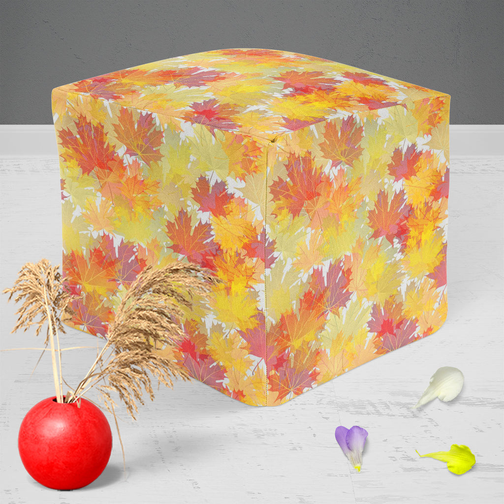 Autumn Leaves D2 Footstool Footrest Puffy Pouffe Ottoman Bean Bag | Canvas Fabric-Footstools-FST_CB_BN-IC 5007285 IC 5007285, Abstract Expressionism, Abstracts, Art and Paintings, Botanical, Decorative, Floral, Flowers, Holidays, Illustrations, Nature, Patterns, Scenic, Seasons, Semi Abstract, Signs, Signs and Symbols, Space, Wooden, autumn, leaves, d2, footstool, footrest, puffy, pouffe, ottoman, bean, bag, canvas, fabric, september, abstract, art, backdrop, background, banner, botany, branch, bright, card