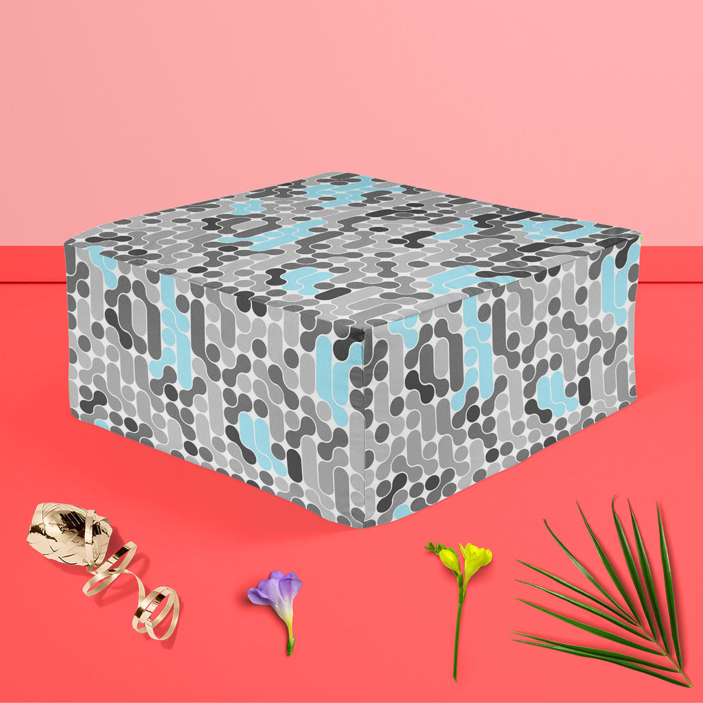 Abstract Geometric D2 Footstool Footrest Puffy Pouffe Ottoman Bean Bag | Canvas Fabric - Footstools - ArtzFolio.com