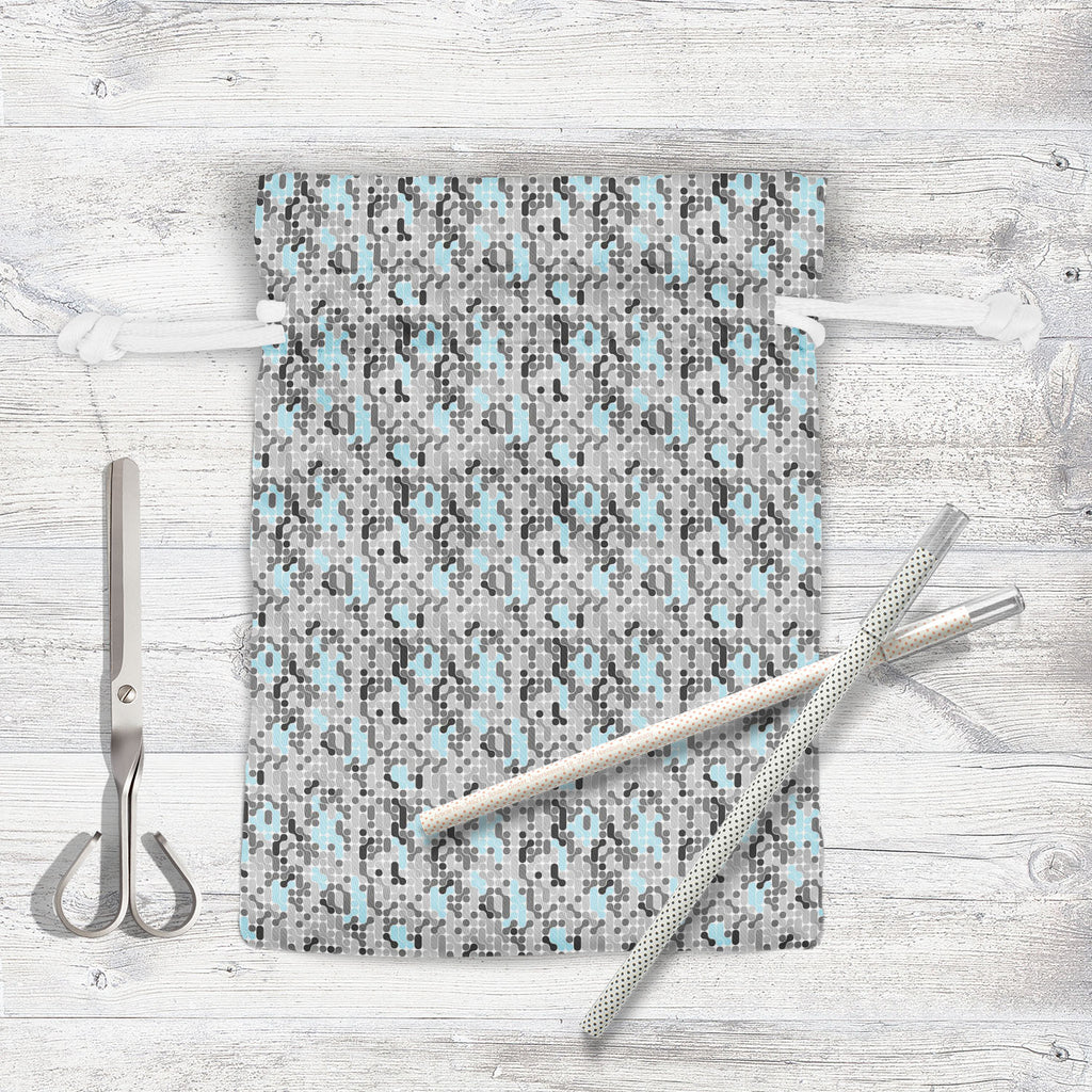 Abstract Geometric D2 Pouch Wrist Potli Bag | Bag for Weddings & Casual Parties - Drawstring Pouches - ArtzFolio.com