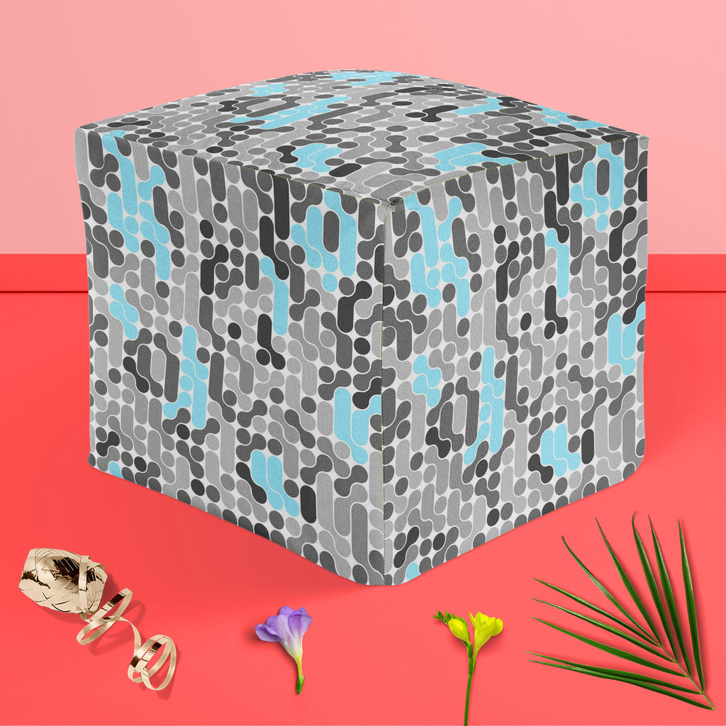 Abstract Geometric D2 Footstool Footrest Puffy Pouffe Ottoman Bean Bag | Canvas Fabric - Footstools - ArtzFolio.com