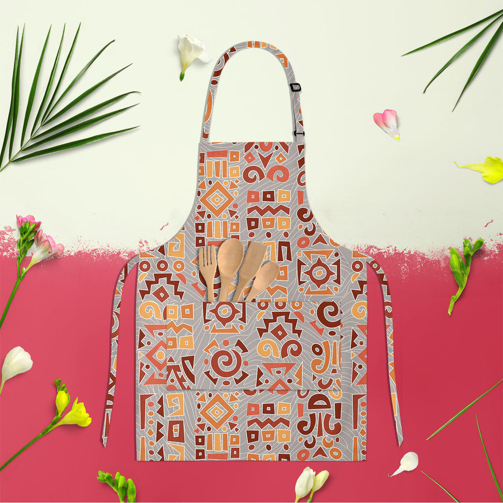 Ethnic Africa Apron | Adjustable, Free Size & Waist Tiebacks-Aprons Neck to Knee-APR_NK_KN-IC 5007293 IC 5007293, Abstract Expressionism, Abstracts, African, Art and Paintings, Asian, Botanical, Circle, Culture, Digital, Digital Art, Dots, Ethnic, Floral, Flowers, Geometric, Geometric Abstraction, Graphic, Hand Drawn, Illustrations, Nature, Patterns, Semi Abstract, Signs, Signs and Symbols, Stripes, Traditional, Triangles, Tribal, World Culture, africa, apron, adjustable, free, size, waist, tiebacks, patter