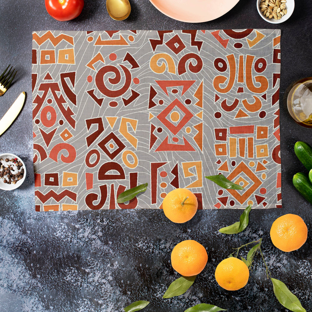 Ethnic Africa Table Mat Placemat-Table Place Mats Fabric-MAT_TB-IC 5007293 IC 5007293, Abstract Expressionism, Abstracts, African, Art and Paintings, Asian, Botanical, Circle, Culture, Digital, Digital Art, Dots, Ethnic, Floral, Flowers, Geometric, Geometric Abstraction, Graphic, Hand Drawn, Illustrations, Nature, Patterns, Semi Abstract, Signs, Signs and Symbols, Stripes, Traditional, Triangles, Tribal, World Culture, africa, table, mat, placemat, pattern, design, motif, abstract, abstraction, art, artisti