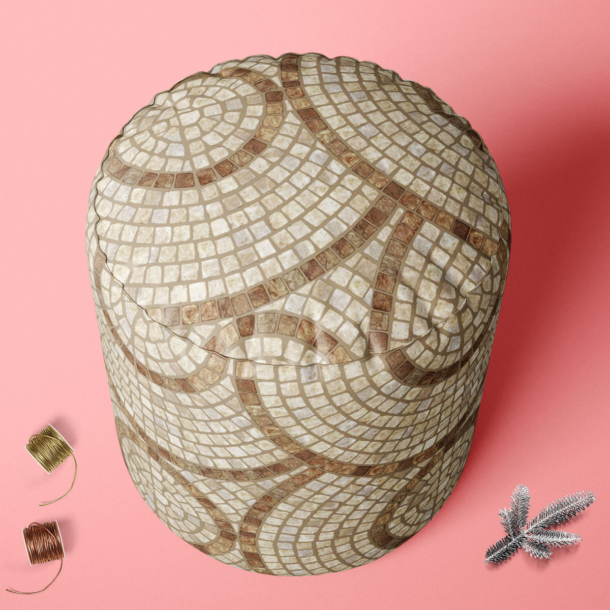 Brown Mosaic Footstool Footrest Puffy Pouffe Ottoman Bean Bag | Canvas ...