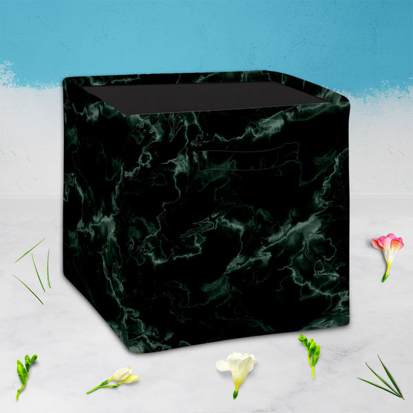 Green Art Foldable Open Storage Bin | Organizer Box, Toy Basket, Shelf Box, Laundry Bag | Canvas Fabric-Storage Bins-STR_BI_CB-IC 5007298 IC 5007298, Abstract Expressionism, Abstracts, Art and Paintings, Black, Black and White, Marble, Marble and Stone, Patterns, Semi Abstract, Signs, Signs and Symbols, green, art, foldable, open, storage, bin, organizer, box, toy, basket, shelf, laundry, bag, canvas, fabric, texture, granite, abstract, backdrop, background, built, structure, construction, material, dark, d