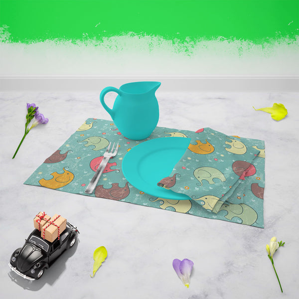 Baby Elephants D1 Table Napkin-Table Napkins-NAP_TB-IC 5007309 IC 5007309, Abstract Expressionism, Abstracts, Animals, Animated Cartoons, Art and Paintings, Baby, Birthday, Botanical, Caricature, Cartoons, Children, Decorative, Digital, Digital Art, Drawing, Family, Floral, Flowers, Graphic, Hearts, Holidays, Icons, Illustrations, Kids, Love, Nature, Patterns, Semi Abstract, Signs, Signs and Symbols, Sports, elephants, d1, table, napkin, for, dining, center, poly, cotton, fabric, elephant, animal, pattern, 