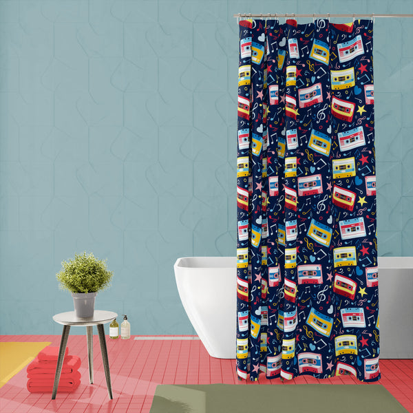 Music Cassettes Washable Waterproof Shower Curtain-Shower Curtains-CUR_SH-IC 5007310 IC 5007310, Abstract Expressionism, Abstracts, Ancient, Animated Cartoons, Caricature, Cartoons, Drawing, Historical, Illustrations, Medieval, Music, Music and Dance, Music and Musical Instruments, Musical Instruments, Patterns, Retro, Semi Abstract, Signs, Signs and Symbols, Vintage, cassettes, washable, waterproof, polyester, shower, curtain, eyelets, pattern, abstract, audio, cassette, background, blue, cartoon, classic,