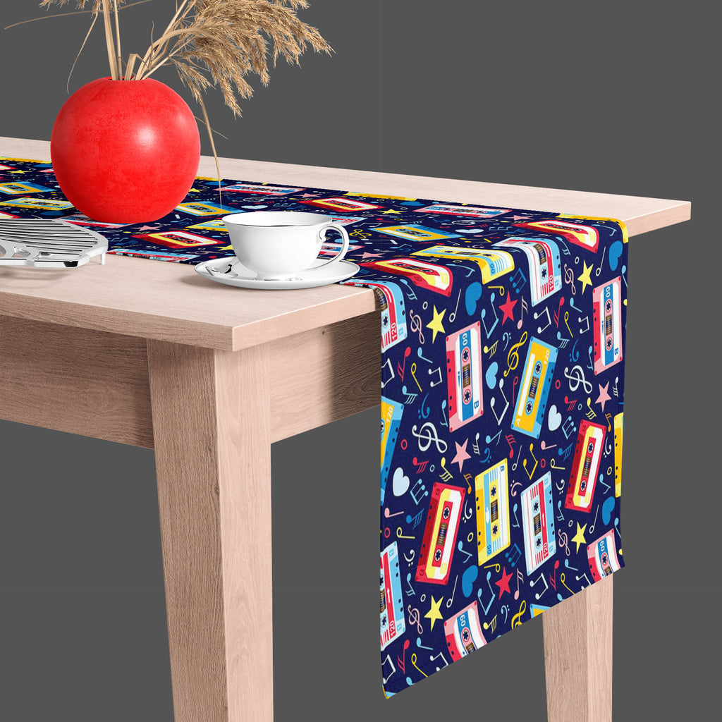 Music Cassettes Table Runner-Table Runners-RUN_TB-IC 5007310 IC 5007310, Abstract Expressionism, Abstracts, Ancient, Animated Cartoons, Caricature, Cartoons, Drawing, Historical, Illustrations, Medieval, Music, Music and Dance, Music and Musical Instruments, Musical Instruments, Patterns, Retro, Semi Abstract, Signs, Signs and Symbols, Vintage, cassettes, table, runner, pattern, abstract, audio, cassette, background, blue, cartoon, classic, color, colorful, compact, dark, design, illustration, image, magnet