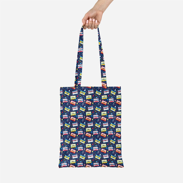 ArtzFolio Music Cassettes Tote Bag Shoulder Purse | Multipurpose-Tote Bags Basic-AZ5007310TOT_RF-IC 5007310 IC 5007310, Abstract Expressionism, Abstracts, Ancient, Animated Cartoons, Caricature, Cartoons, Drawing, Historical, Illustrations, Medieval, Music, Music and Dance, Music and Musical Instruments, Musical Instruments, Patterns, Retro, Semi Abstract, Signs, Signs and Symbols, Vintage, cassettes, canvas, tote, bag, shoulder, purse, multipurpose, pattern, abstract, audio, cassette, background, blue, car