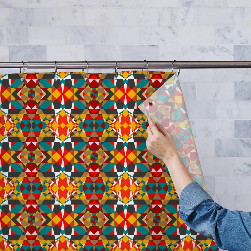 Tribal Art Washable Waterproof Shower Curtain-Shower Curtains-CUR_SH-IC 5007311 IC 5007311, Abstract Expressionism, Abstracts, Ancient, Art and Paintings, Culture, Decorative, Digital, Digital Art, Drawing, Ethnic, Fantasy, Fashion, Folk Art, Geometric, Geometric Abstraction, Graphic, Historical, Illustrations, Medieval, Mexican, Modern Art, Patterns, Retro, Semi Abstract, Signs, Signs and Symbols, Traditional, Tribal, Vintage, World Culture, art, washable, waterproof, shower, curtain, pattern, psychedelic,