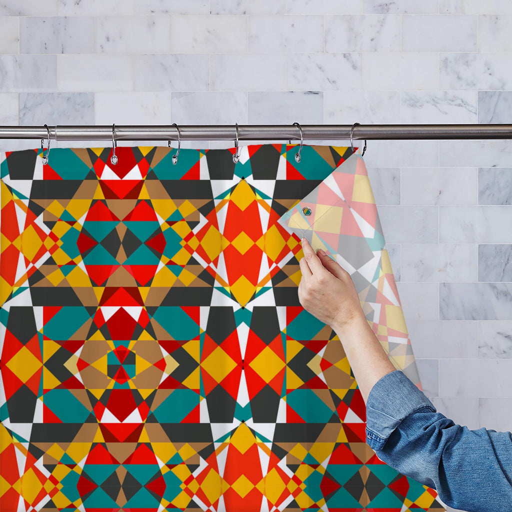 Tribal Art D1 Washable Waterproof Shower Curtain-Shower Curtains-CUR_SH-IC 5007311 IC 5007311, Abstract Expressionism, Abstracts, Ancient, Art and Paintings, Culture, Decorative, Digital, Digital Art, Drawing, Ethnic, Fantasy, Fashion, Folk Art, Geometric, Geometric Abstraction, Graphic, Historical, Illustrations, Medieval, Mexican, Modern Art, Patterns, Retro, Semi Abstract, Signs, Signs and Symbols, Traditional, Tribal, Vintage, World Culture, art, d1, washable, waterproof, shower, curtain, pattern, psych