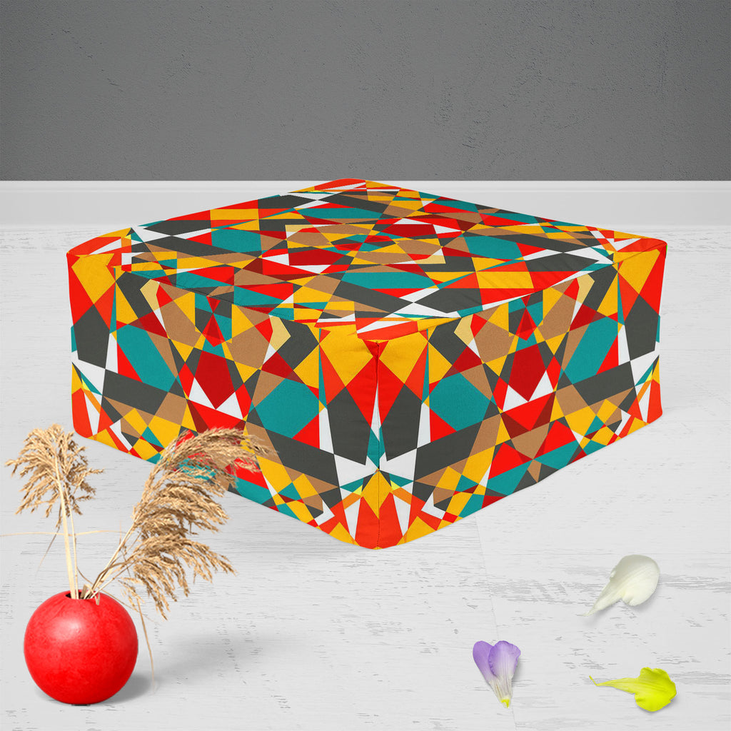 Tribal Art D1 Footstool Footrest Puffy Pouffe Ottoman Bean Bag | Canvas Fabric-Footstools-FST_CB_BN-IC 5007311 IC 5007311, Abstract Expressionism, Abstracts, Ancient, Art and Paintings, Culture, Decorative, Digital, Digital Art, Drawing, Ethnic, Fantasy, Fashion, Folk Art, Geometric, Geometric Abstraction, Graphic, Historical, Illustrations, Medieval, Mexican, Modern Art, Patterns, Retro, Semi Abstract, Signs, Signs and Symbols, Traditional, Tribal, Vintage, World Culture, art, d1, footstool, footrest, puff