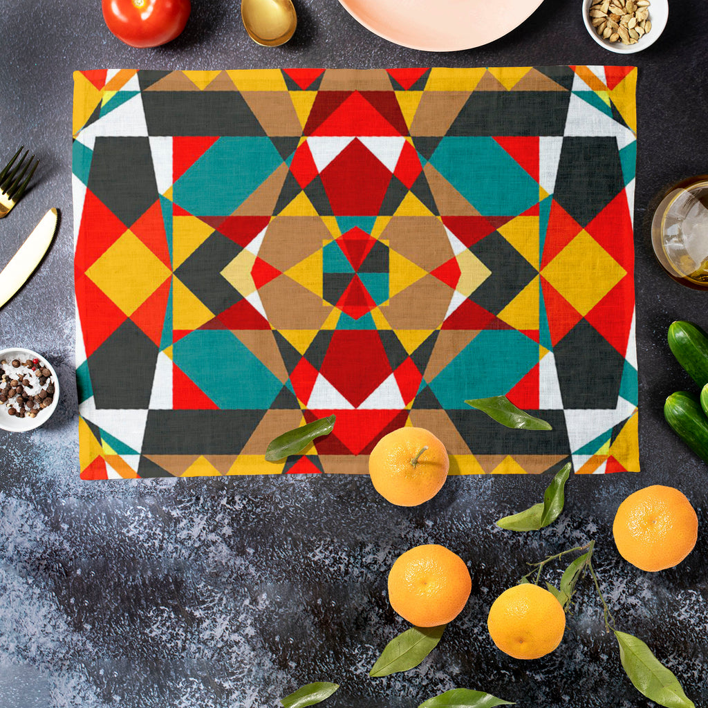 Tribal Art D1 Table Mat Placemat-Table Place Mats Fabric-MAT_TB-IC 5007311 IC 5007311, Abstract Expressionism, Abstracts, Ancient, Art and Paintings, Culture, Decorative, Digital, Digital Art, Drawing, Ethnic, Fantasy, Fashion, Folk Art, Geometric, Geometric Abstraction, Graphic, Historical, Illustrations, Medieval, Mexican, Modern Art, Patterns, Retro, Semi Abstract, Signs, Signs and Symbols, Traditional, Tribal, Vintage, World Culture, art, d1, table, mat, placemat, pattern, psychedelic, abstract, abstrac
