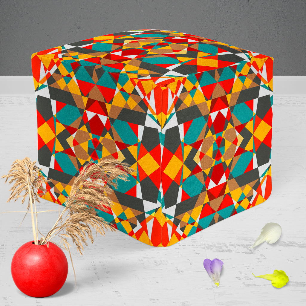 Tribal Art D1 Footstool Footrest Puffy Pouffe Ottoman Bean Bag | Canvas Fabric-Footstools-FST_CB_BN-IC 5007311 IC 5007311, Abstract Expressionism, Abstracts, Ancient, Art and Paintings, Culture, Decorative, Digital, Digital Art, Drawing, Ethnic, Fantasy, Fashion, Folk Art, Geometric, Geometric Abstraction, Graphic, Historical, Illustrations, Medieval, Mexican, Modern Art, Patterns, Retro, Semi Abstract, Signs, Signs and Symbols, Traditional, Tribal, Vintage, World Culture, art, d1, footstool, footrest, puff