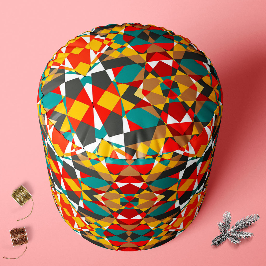 Tribal Art D1 Footstool Footrest Puffy Pouffe Ottoman Bean Bag | Canvas Fabric-Footstools-FST_CB_BN-IC 5007311 IC 5007311, Abstract Expressionism, Abstracts, Ancient, Art and Paintings, Culture, Decorative, Digital, Digital Art, Drawing, Ethnic, Fantasy, Fashion, Folk Art, Geometric, Geometric Abstraction, Graphic, Historical, Illustrations, Medieval, Mexican, Modern Art, Patterns, Retro, Semi Abstract, Signs, Signs and Symbols, Traditional, Tribal, Vintage, World Culture, art, d1, footstool, footrest, puff