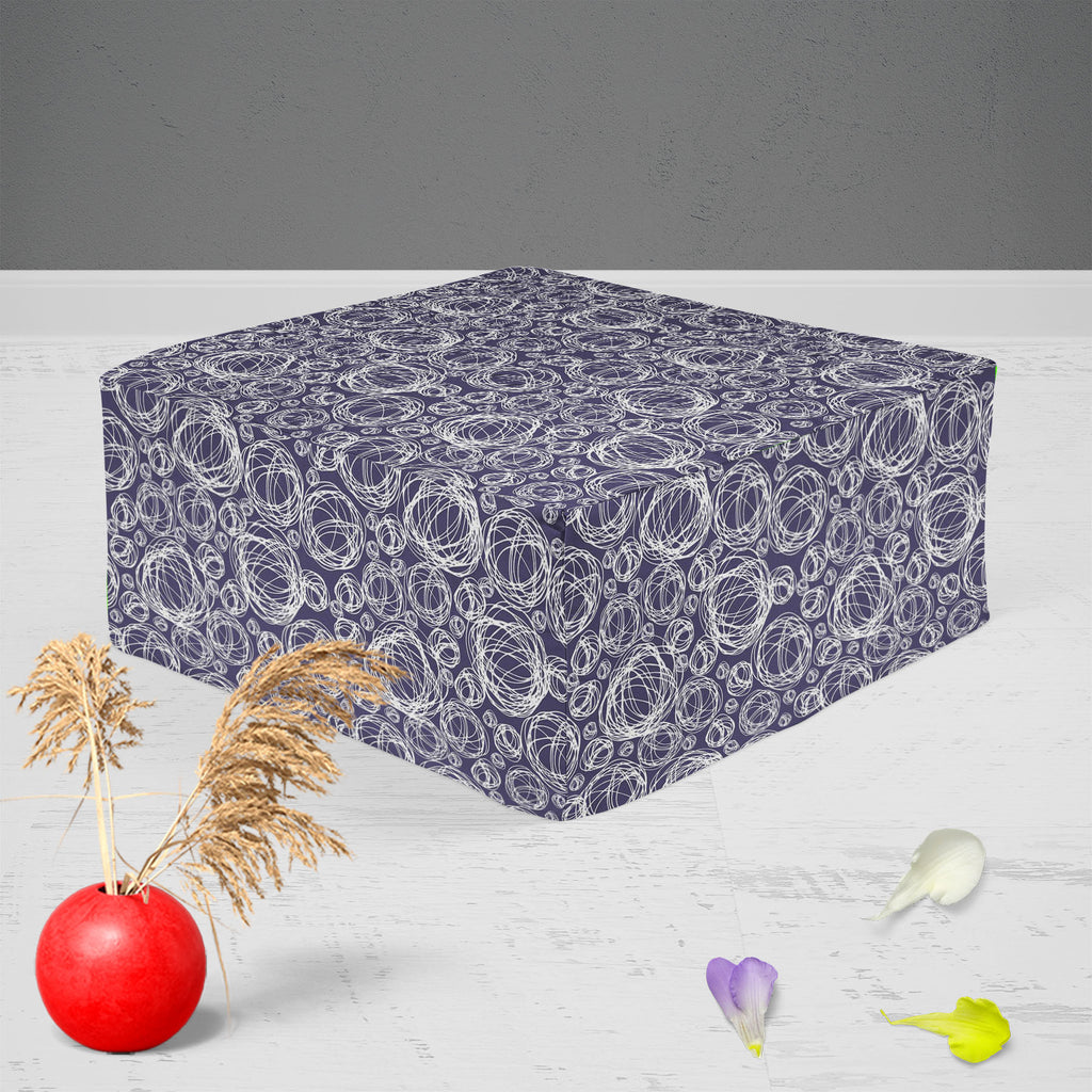 Doodle Circles D1 Footstool Footrest Puffy Pouffe Ottoman Bean Bag | Canvas Fabric-Footstools-FST_CB_BN-IC 5007312 IC 5007312, Abstract Expressionism, Abstracts, Ancient, Art and Paintings, Black and White, Circle, Cross, Decorative, Geometric, Geometric Abstraction, Historical, Illustrations, Medieval, Modern Art, Patterns, Retro, Semi Abstract, Signs, Signs and Symbols, Vintage, White, doodle, circles, d1, footstool, footrest, puffy, pouffe, ottoman, bean, bag, canvas, fabric, abstract, art, artwork, back