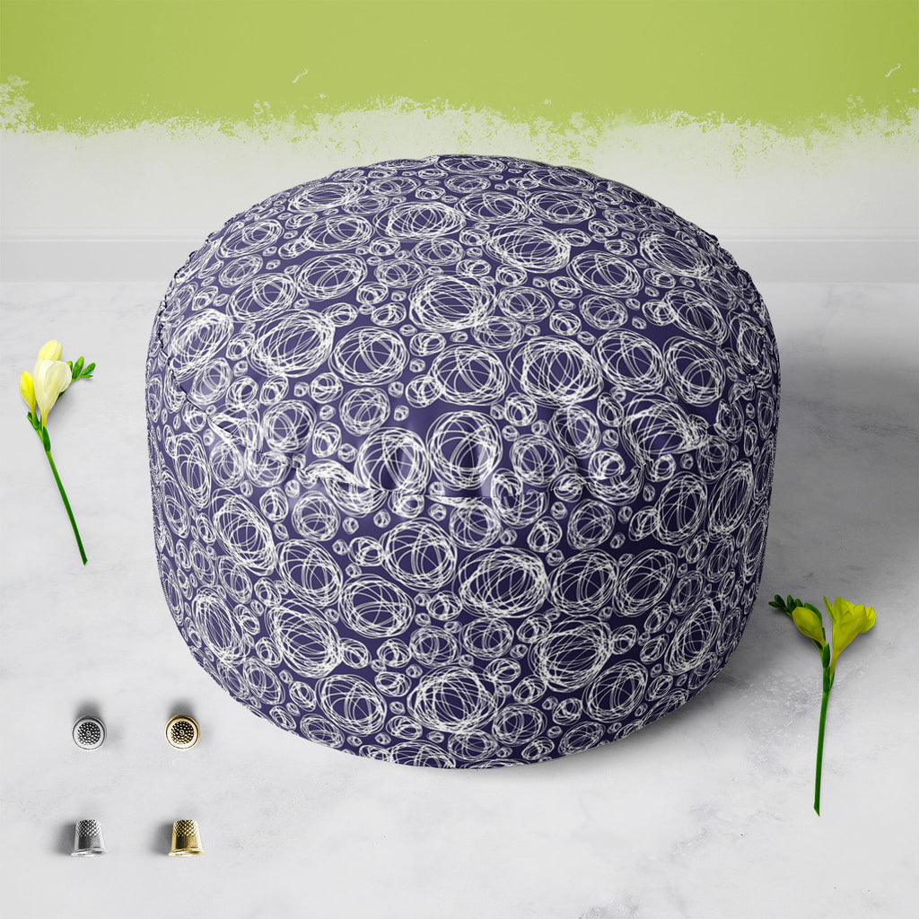 Doodle Circles D1 Footstool Footrest Puffy Pouffe Ottoman Bean Bag | Canvas Fabric-Footstools-FST_CB_BN-IC 5007312 IC 5007312, Abstract Expressionism, Abstracts, Ancient, Art and Paintings, Black and White, Circle, Cross, Decorative, Geometric, Geometric Abstraction, Historical, Illustrations, Medieval, Modern Art, Patterns, Retro, Semi Abstract, Signs, Signs and Symbols, Vintage, White, doodle, circles, d1, footstool, footrest, puffy, pouffe, ottoman, bean, bag, canvas, fabric, abstract, art, artwork, back