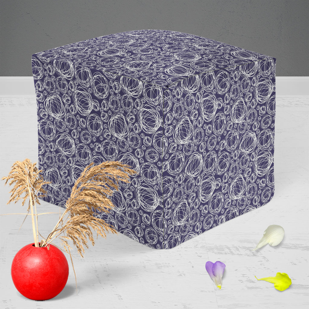 Doodle Circles D1 Footstool Footrest Puffy Pouffe Ottoman Bean Bag | Canvas Fabric-Footstools-FST_CB_BN-IC 5007312 IC 5007312, Abstract Expressionism, Abstracts, Ancient, Art and Paintings, Black and White, Circle, Cross, Decorative, Geometric, Geometric Abstraction, Historical, Illustrations, Medieval, Modern Art, Patterns, Retro, Semi Abstract, Signs, Signs and Symbols, Vintage, White, doodle, circles, d1, footstool, footrest, puffy, pouffe, ottoman, bean, bag, canvas, fabric, abstract, art, artwork, back