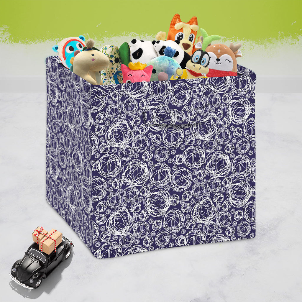 Doodle Circles D1 Foldable Open Storage Bin | Organizer Box, Toy Basket, Shelf Box, Laundry Bag | Canvas Fabric-Storage Bins-STR_BI_CB-IC 5007312 IC 5007312, Abstract Expressionism, Abstracts, Ancient, Art and Paintings, Black and White, Circle, Cross, Decorative, Geometric, Geometric Abstraction, Historical, Illustrations, Medieval, Modern Art, Patterns, Retro, Semi Abstract, Signs, Signs and Symbols, Vintage, White, doodle, circles, d1, foldable, open, storage, bin, organizer, box, toy, basket, shelf, lau