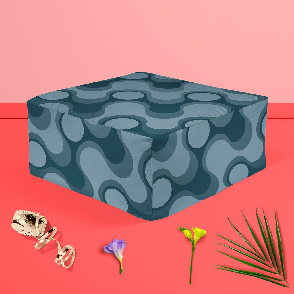 Abstract Retro D3 Footstool Footrest Puffy Pouffe Ottoman Bean Bag | Canvas Fabric - Footstools - ArtzFolio.com