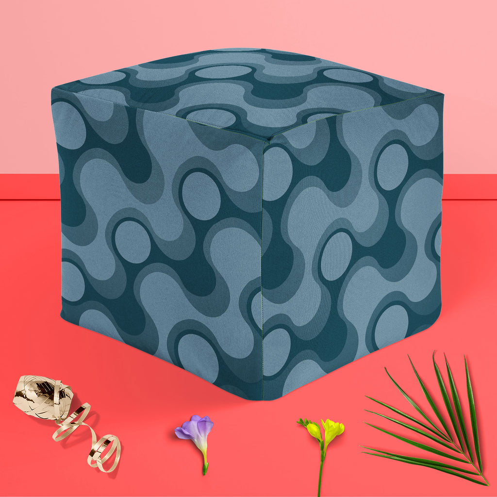 Abstract Retro D3 Footstool Footrest Puffy Pouffe Ottoman Bean Bag | Canvas Fabric - Footstools - ArtzFolio.com