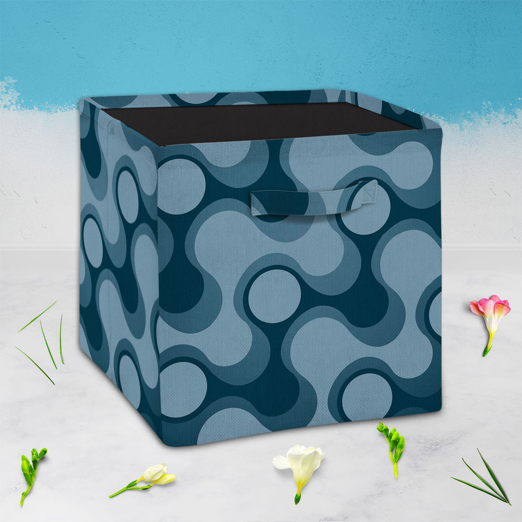 Abstract Retro D3 Foldable Open Storage Bin | Organizer Box, Toy Basket, Shelf Box, Laundry Bag | Canvas Fabric - Storage Bins - ArtzFolio.com