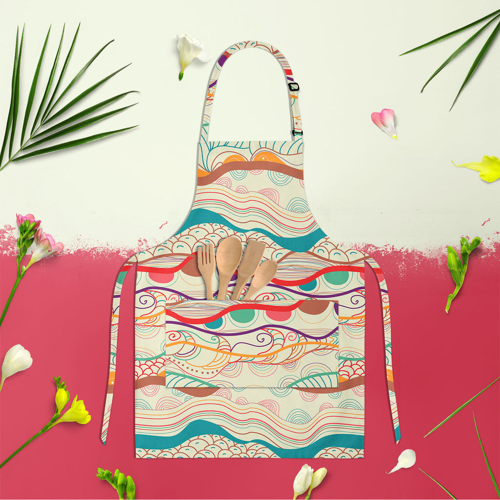 Waves Drawing Apron | Adjustable, Free Size & Waist Tiebacks-Aprons Neck to Knee-APR_NK_KN-IC 5007323 IC 5007323, Abstract Expressionism, Abstracts, Ancient, Art and Paintings, Black and White, Culture, Decorative, Drawing, Ethnic, Fantasy, Fashion, Folk Art, Geometric, Geometric Abstraction, Historical, Illustrations, Medieval, Patterns, Semi Abstract, Signs, Signs and Symbols, Traditional, Tribal, Vintage, White, World Culture, waves, apron, adjustable, free, size, waist, tiebacks, abstract, abstraction, 