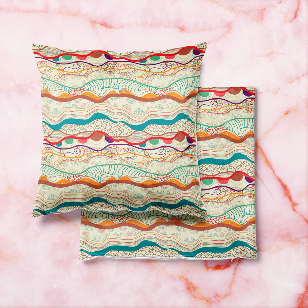Waves Drawing Cushion Cover Throw Pillow-Cushion Covers-CUS_CV-IC 5007323 IC 5007323, Abstract Expressionism, Abstracts, Ancient, Art and Paintings, Black and White, Culture, Decorative, Drawing, Ethnic, Fantasy, Fashion, Folk Art, Geometric, Geometric Abstraction, Historical, Illustrations, Medieval, Patterns, Semi Abstract, Signs, Signs and Symbols, Traditional, Tribal, Vintage, White, World Culture, waves, cushion, cover, throw, pillow, abstract, abstraction, art, artistic, backdrop, background, beige, b