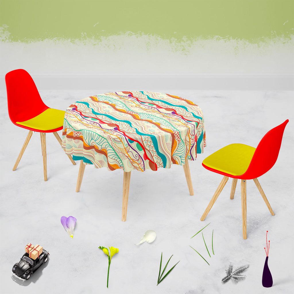 Waves Drawing Table Cloth Cover-Table Covers-CVR_TB_RD-IC 5007323 IC 5007323, Abstract Expressionism, Abstracts, Ancient, Art and Paintings, Black and White, Culture, Decorative, Drawing, Ethnic, Fantasy, Fashion, Folk Art, Geometric, Geometric Abstraction, Historical, Illustrations, Medieval, Patterns, Semi Abstract, Signs, Signs and Symbols, Traditional, Tribal, Vintage, White, World Culture, waves, table, cloth, cover, abstract, abstraction, art, artistic, backdrop, background, beige, bright, continuity,