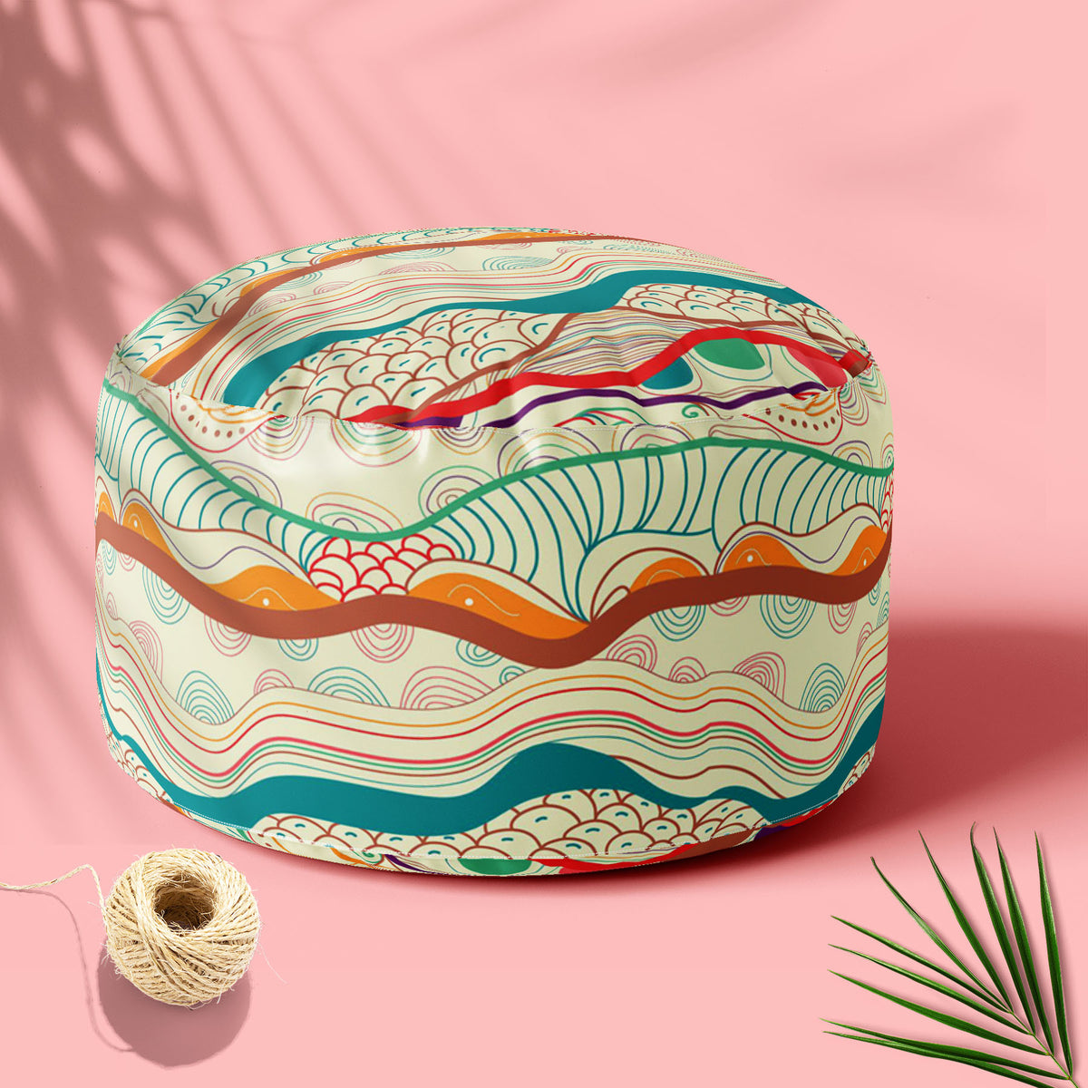 Waves Drawing Footstool Footrest Puffy Pouffe Ottoman Bean Bag | Canvas ...