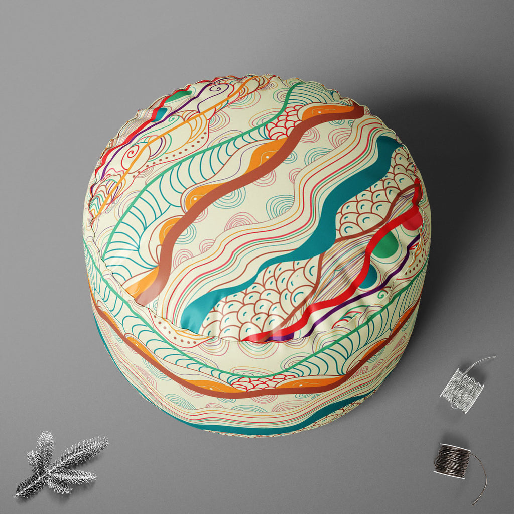 Waves Drawing Footstool Footrest Puffy Pouffe Ottoman Bean Bag | Canvas Fabric-Footstools-FST_CB_BN-IC 5007323 IC 5007323, Abstract Expressionism, Abstracts, Ancient, Art and Paintings, Black and White, Culture, Decorative, Drawing, Ethnic, Fantasy, Fashion, Folk Art, Geometric, Geometric Abstraction, Historical, Illustrations, Medieval, Patterns, Semi Abstract, Signs, Signs and Symbols, Traditional, Tribal, Vintage, White, World Culture, waves, footstool, footrest, puffy, pouffe, ottoman, bean, bag, canvas