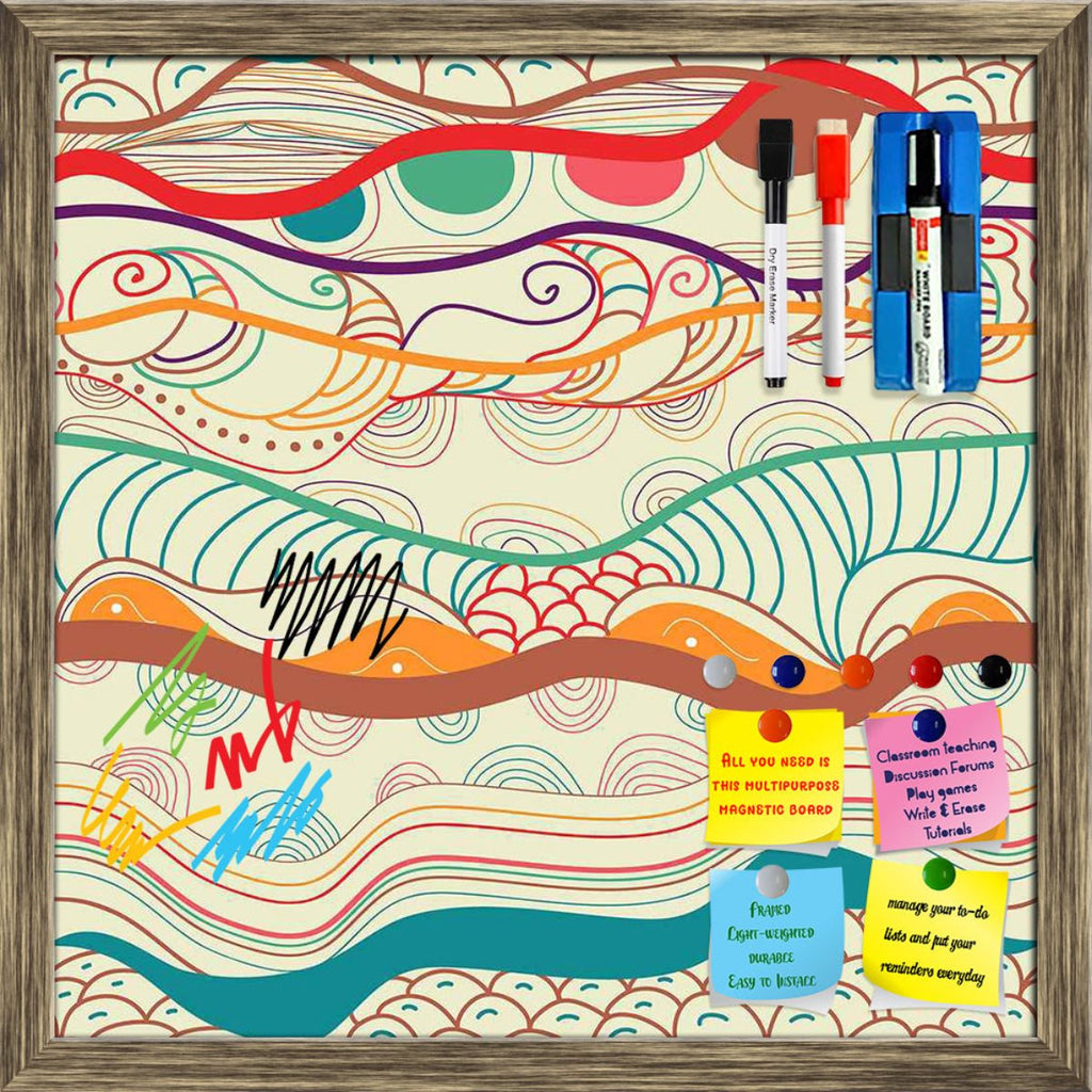 Waves Drawing Framed Magnetic Dry Erase Board | Combo with Magnet Buttons & Markers-Magnetic Boards Framed-MGB_FR-IC 5007323 IC 5007323, Abstract Expressionism, Abstracts, Ancient, Art and Paintings, Black and White, Culture, Decorative, Drawing, Ethnic, Fantasy, Fashion, Folk Art, Geometric, Geometric Abstraction, Historical, Illustrations, Medieval, Patterns, Semi Abstract, Signs, Signs and Symbols, Traditional, Tribal, Vintage, White, World Culture, waves, framed, magnetic, dry, erase, board, printed, wh
