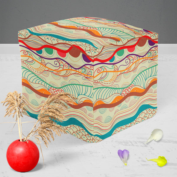 Waves Drawing Footstool Footrest Puffy Pouffe Ottoman Bean Bag | Canvas Fabric-Footstools-FST_CB_BN-IC 5007323 IC 5007323, Abstract Expressionism, Abstracts, Ancient, Art and Paintings, Black and White, Culture, Decorative, Drawing, Ethnic, Fantasy, Fashion, Folk Art, Geometric, Geometric Abstraction, Historical, Illustrations, Medieval, Patterns, Semi Abstract, Signs, Signs and Symbols, Traditional, Tribal, Vintage, White, World Culture, waves, puffy, pouffe, ottoman, footstool, footrest, bean, bag, canvas