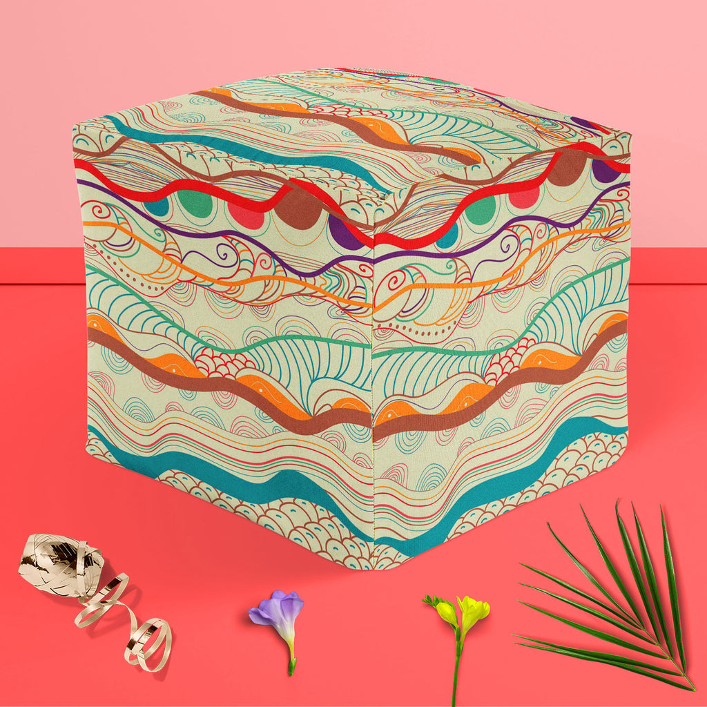 Waves Drawing Footstool Footrest Puffy Pouffe Ottoman Bean Bag | Canvas Fabric-Footstools-FST_CB_BN-IC 5007323 IC 5007323, Abstract Expressionism, Abstracts, Ancient, Art and Paintings, Black and White, Culture, Decorative, Drawing, Ethnic, Fantasy, Fashion, Folk Art, Geometric, Geometric Abstraction, Historical, Illustrations, Medieval, Patterns, Semi Abstract, Signs, Signs and Symbols, Traditional, Tribal, Vintage, White, World Culture, waves, footstool, footrest, puffy, pouffe, ottoman, bean, bag, canvas