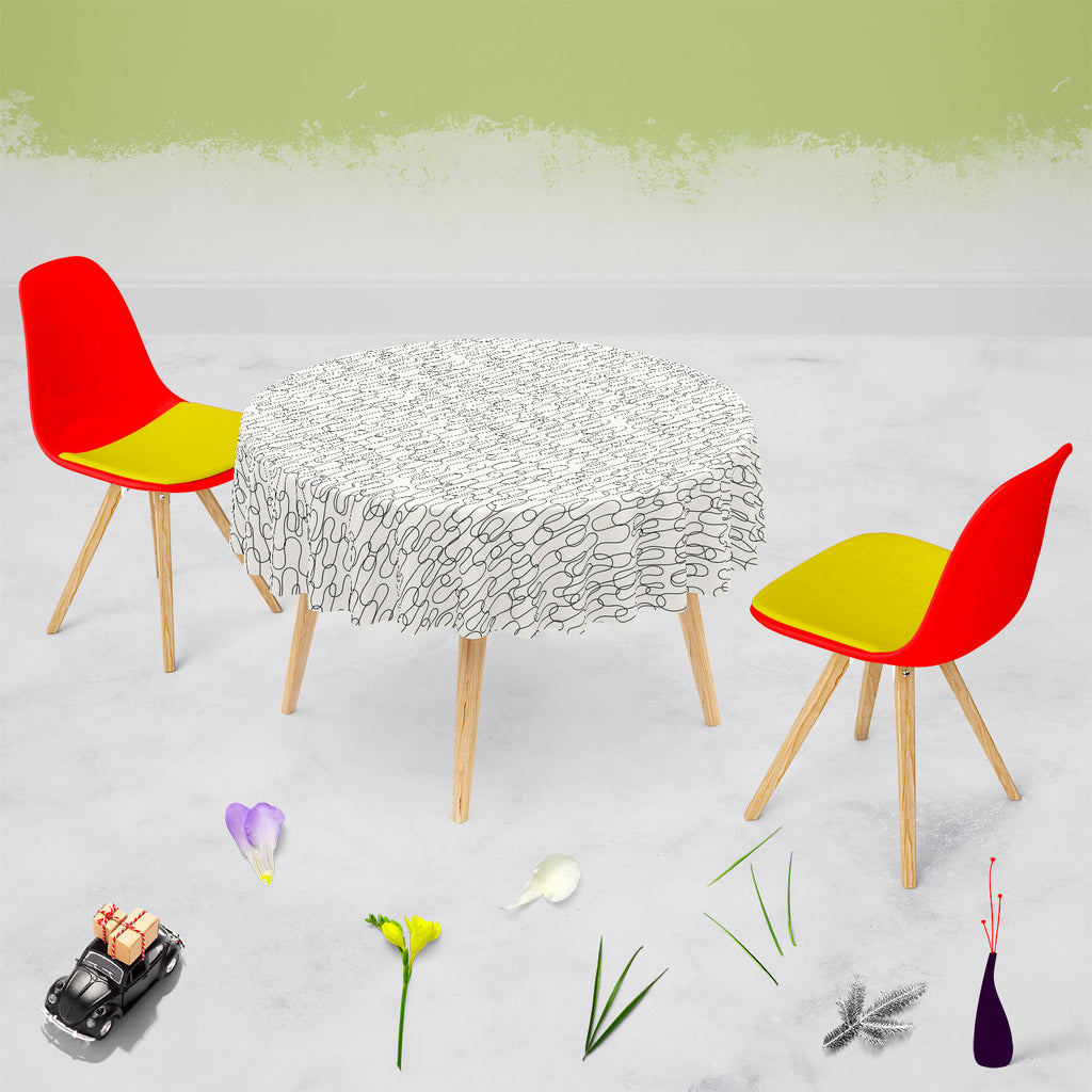 Curly Lines Table Cloth Cover-Table Covers-CVR_TB_RD-IC 5007324 IC 5007324, Abstract Expressionism, Abstracts, Art and Paintings, Black, Black and White, Digital, Digital Art, Drawing, Fashion, Geometric, Geometric Abstraction, Graphic, Illustrations, Modern Art, Patterns, Semi Abstract, Signs, Signs and Symbols, Stripes, White, curly, lines, table, cloth, cover, wallpaper, abstract, art, backdrop, background, curtain, curve, decor, decoration, design, detail, doodle, element, ellipse, fabric, funky, illust