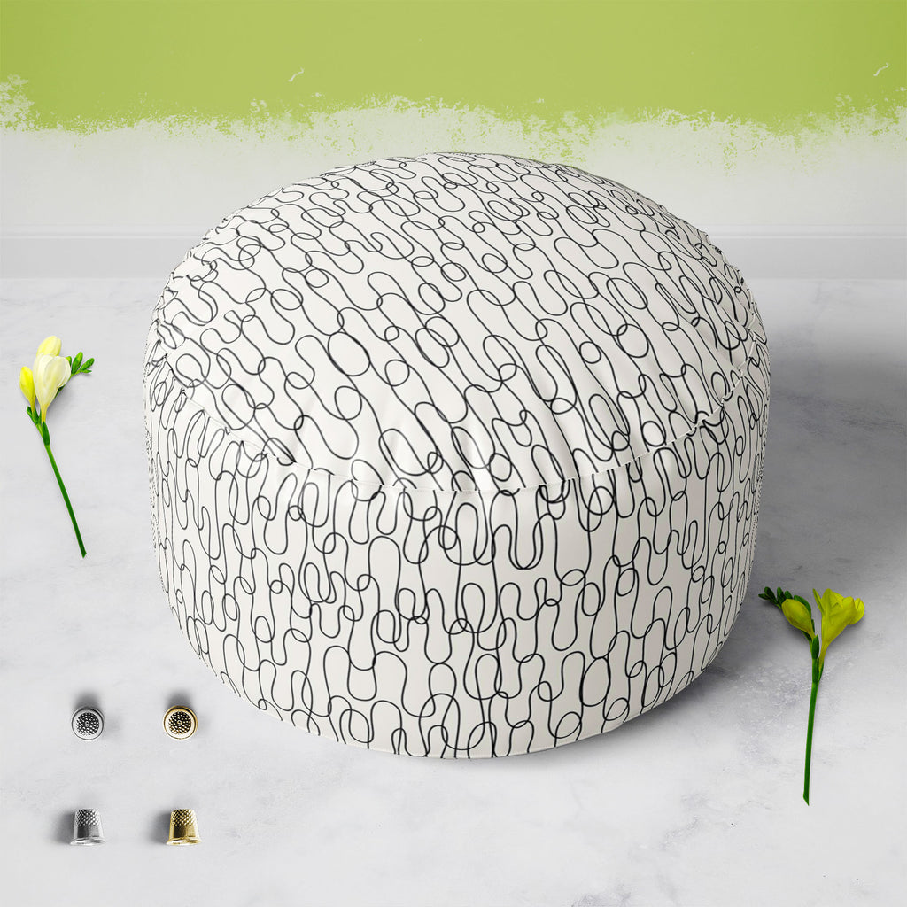 Curly Lines Footstool Footrest Puffy Pouffe Ottoman Bean Bag | Canvas Fabric-Footstools-FST_CB_BN-IC 5007324 IC 5007324, Abstract Expressionism, Abstracts, Art and Paintings, Black, Black and White, Digital, Digital Art, Drawing, Fashion, Geometric, Geometric Abstraction, Graphic, Illustrations, Modern Art, Patterns, Semi Abstract, Signs, Signs and Symbols, Stripes, White, curly, lines, footstool, footrest, puffy, pouffe, ottoman, bean, bag, canvas, fabric, wallpaper, abstract, art, backdrop, background, co