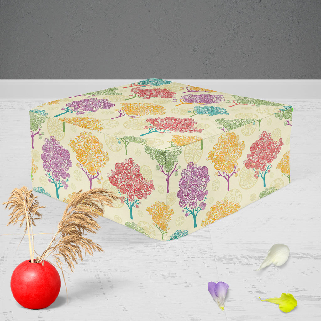 Abstract Trees Footstool Footrest Puffy Pouffe Ottoman Bean Bag | Canvas Fabric - Footstools - ArtzFolio.com